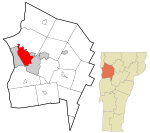 Chittenden County Vermont incorporated and unincorporated areas Burlington highlighted